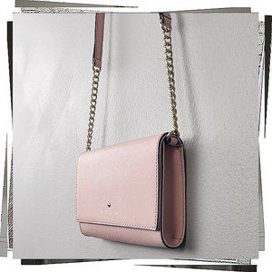 Soft Pink Mini Leather Crossbody Bag / Clutch (Removable Strap) by Kate Spade